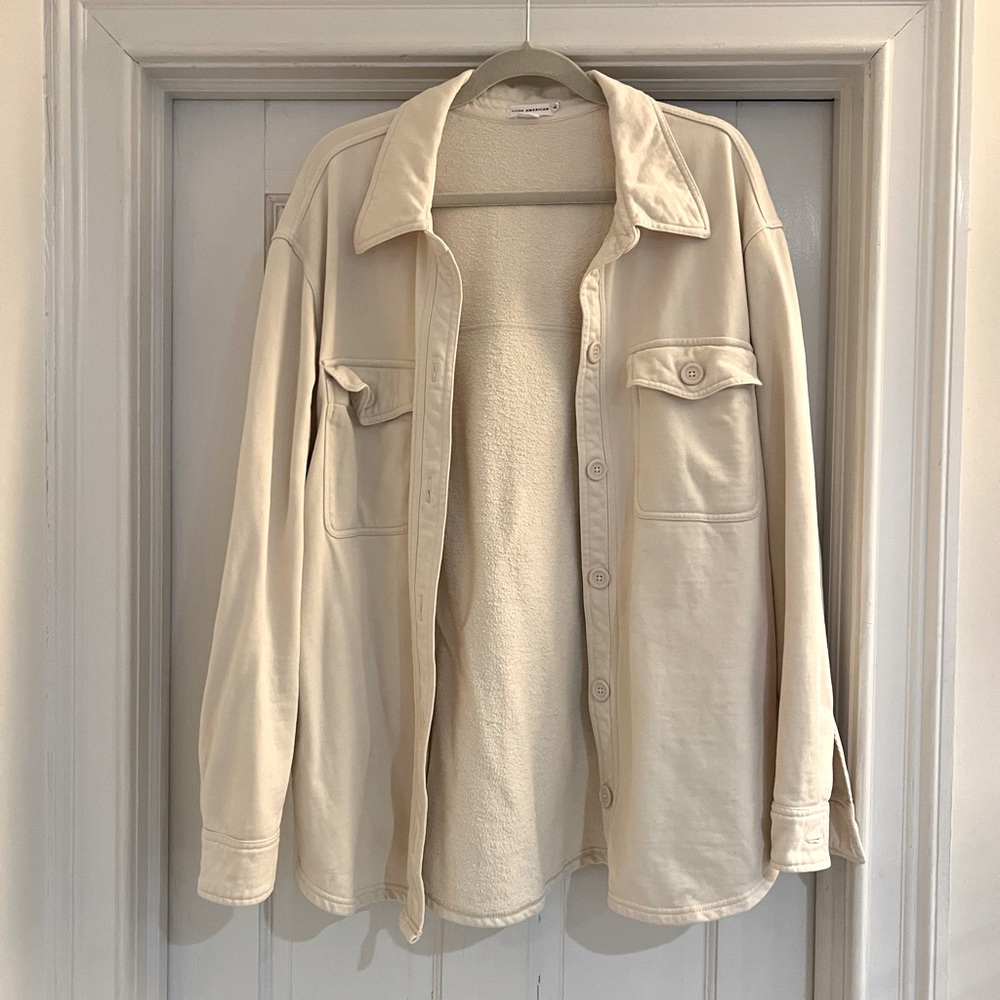 Good American light cotton button down jacket, ivory, size 3/4 (XL)